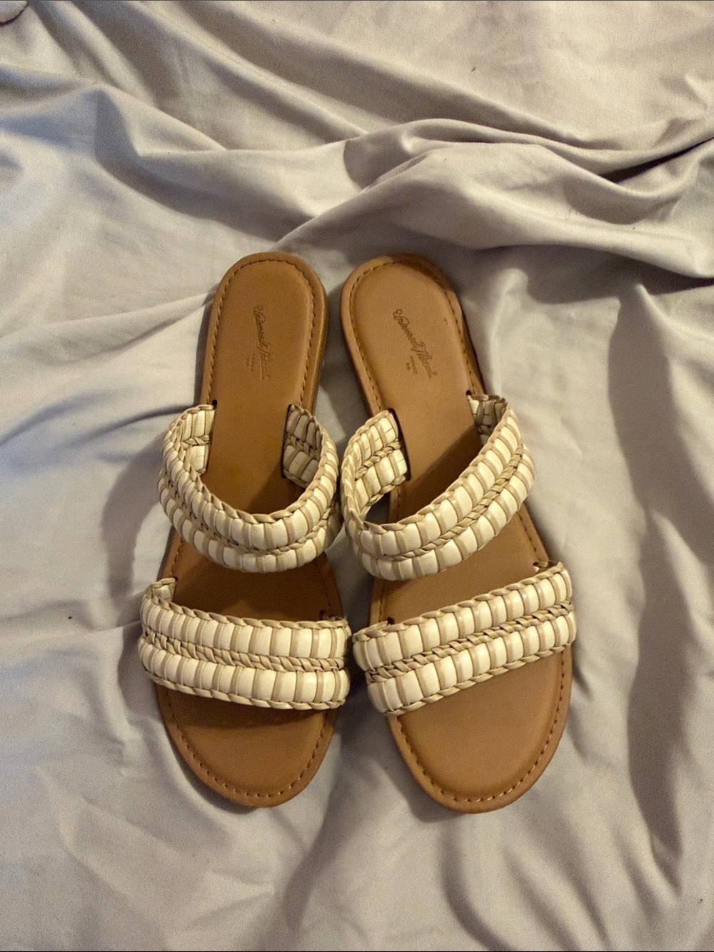 Universal Thread Cream Woven Double-Strap Slide Sandals